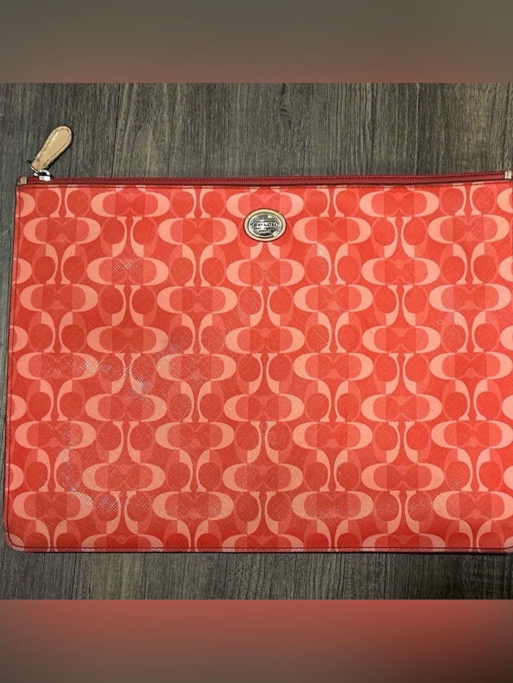 Coach Red Signature Zip Pouch